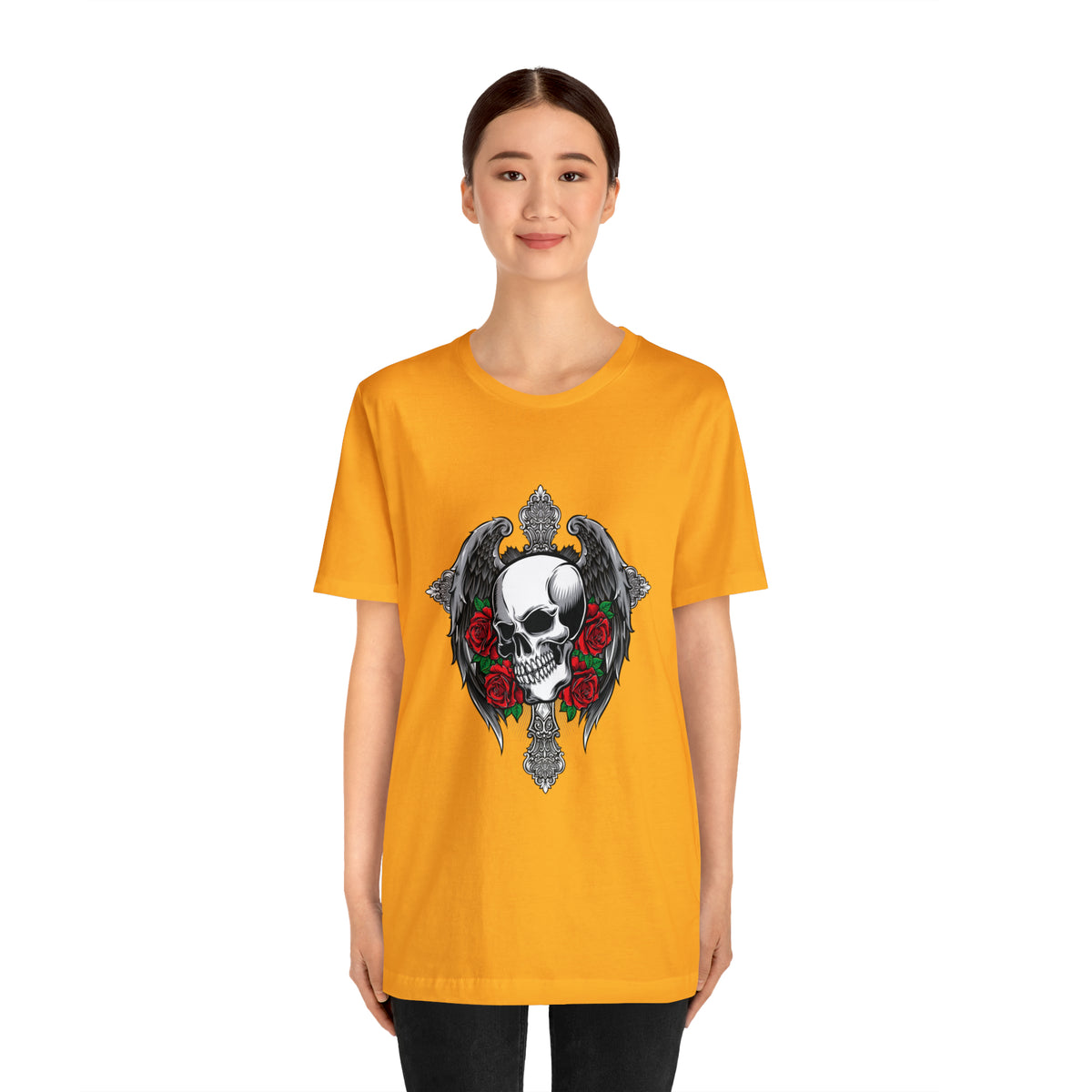 Skull With Roses Short Sleeve T Shirt Custom Design