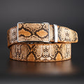 Snake Leather Automatic Buckle Leather Belt Man