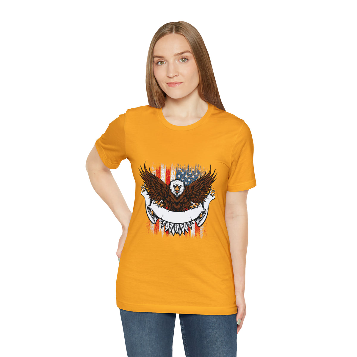 Bald Eagle America Flag T Shirt Design Unisex Jersey