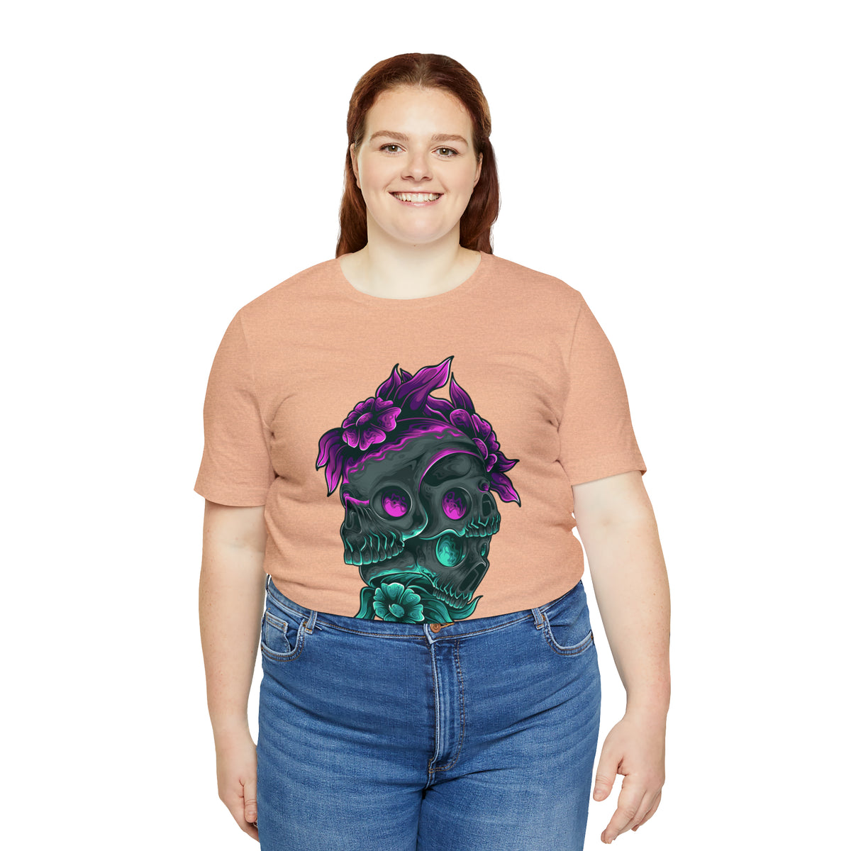 Three Skulls Flower T Shirt Design Unisex Jersey