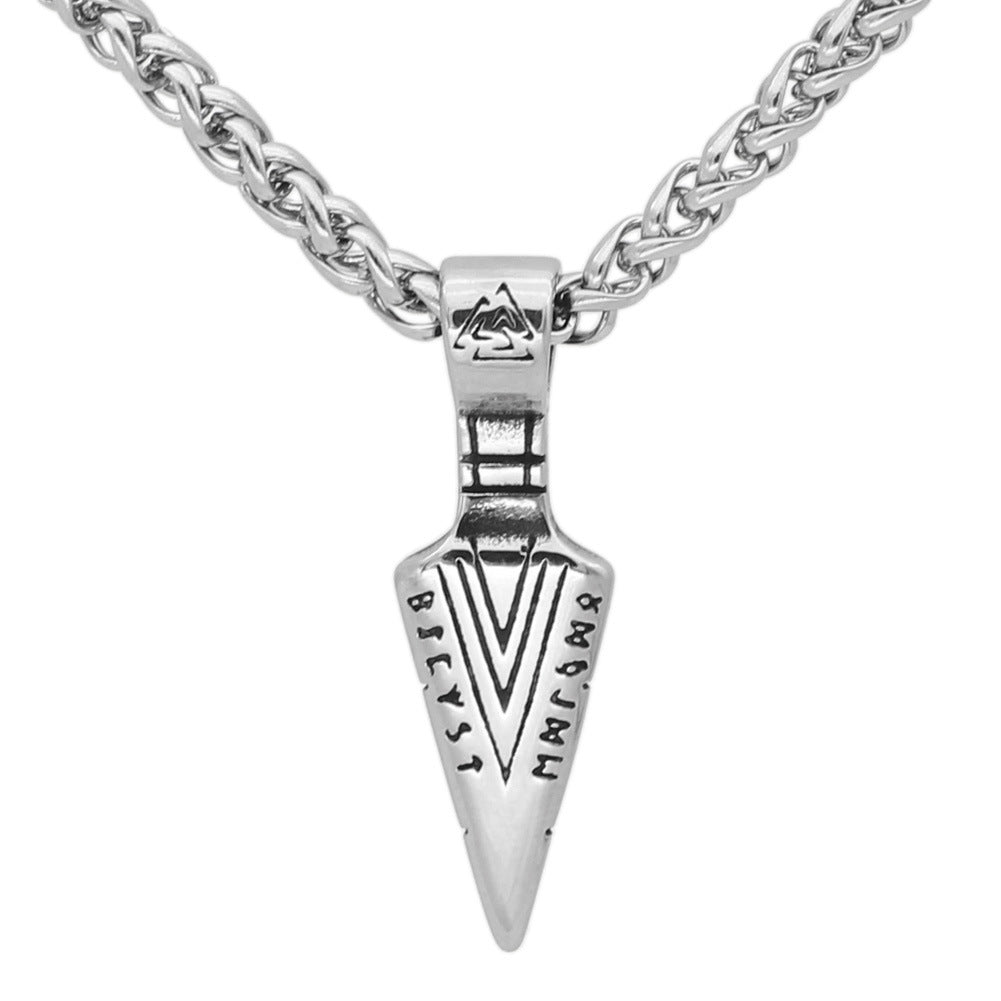 Nordic Viking Titanium Steel Pendant Rune Sword Necklace