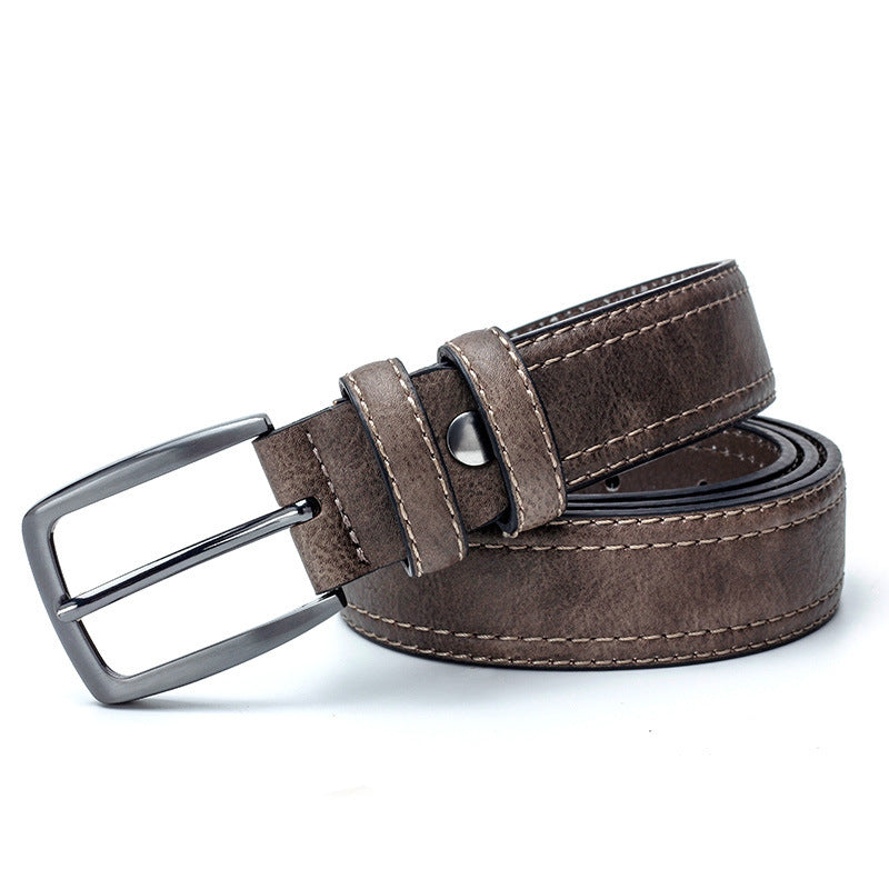 Men's Vintage Luxury Split Leather Designer Belt for Jeans