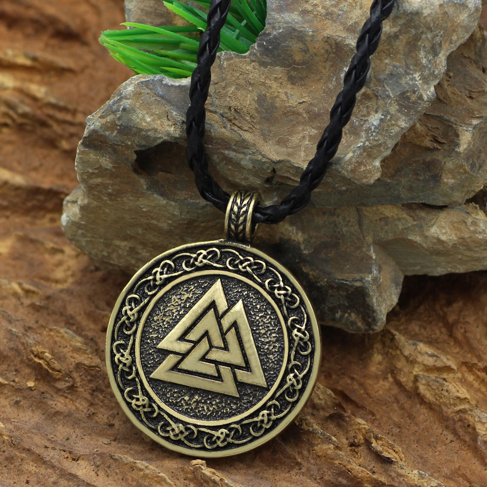 Viking Valknut Odin's Symbol Necklace - Norse Runes Amulet for Men