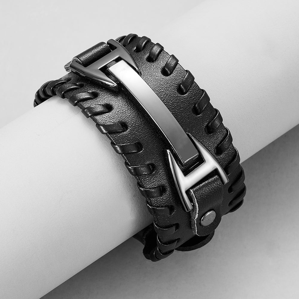 Genuine Leather Macrame Bracelet Braided For Men Jewelry Leather Punk Accessories PU Adjustable Bracelet