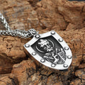 Pirate Viking Odin Warrior Portrait Rune Shield Pendant Titanium Steel Men's Necklace