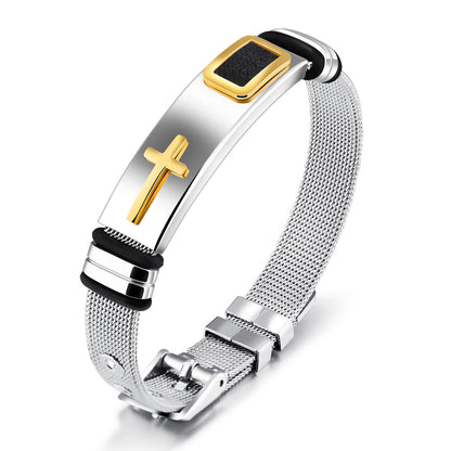 Cross Steel Mesh Bracelet – Titanium Steel Men's Personality Bracelet