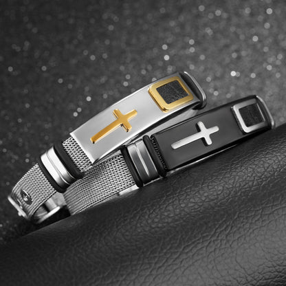 Cross Steel Mesh Bracelet – Titanium Steel Men's Personality Bracelet