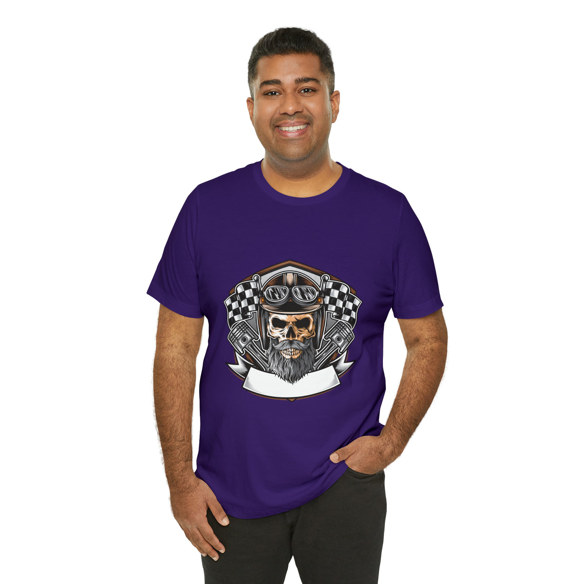 Biker Skull Art T Shirt Design Unisex Jersey