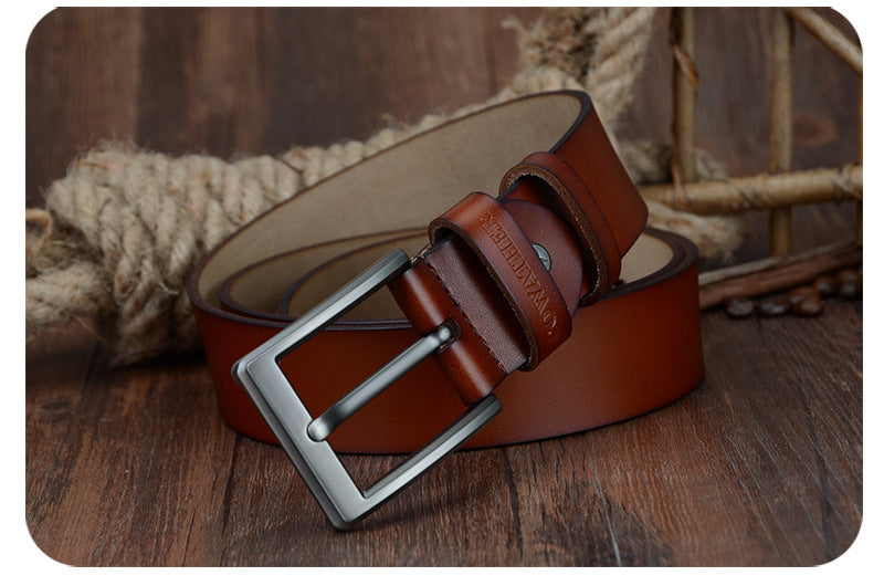 Casual Wild Leather Belt for Men – Fashionable Pin Buckle Business Belt