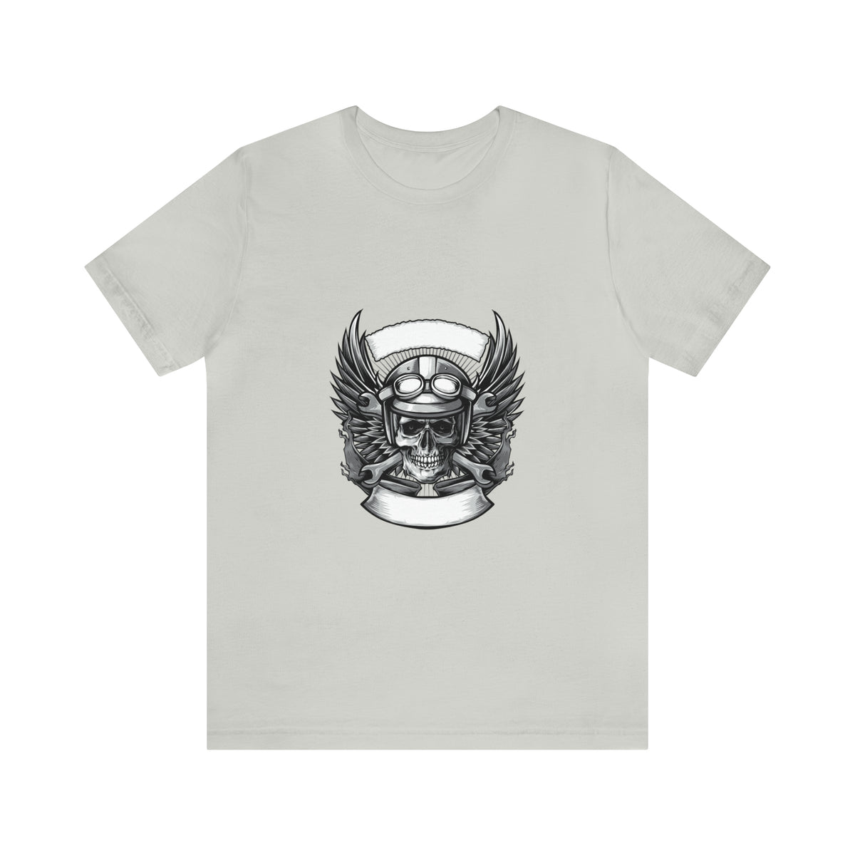 Biker Skull With Wings Unisex Jersey Short Sleeve Tee Custom Design