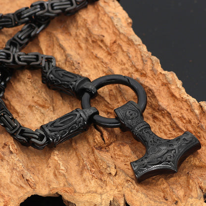 Viking Rune Hammer Pendant Necklace Emperor Chain Jewelry