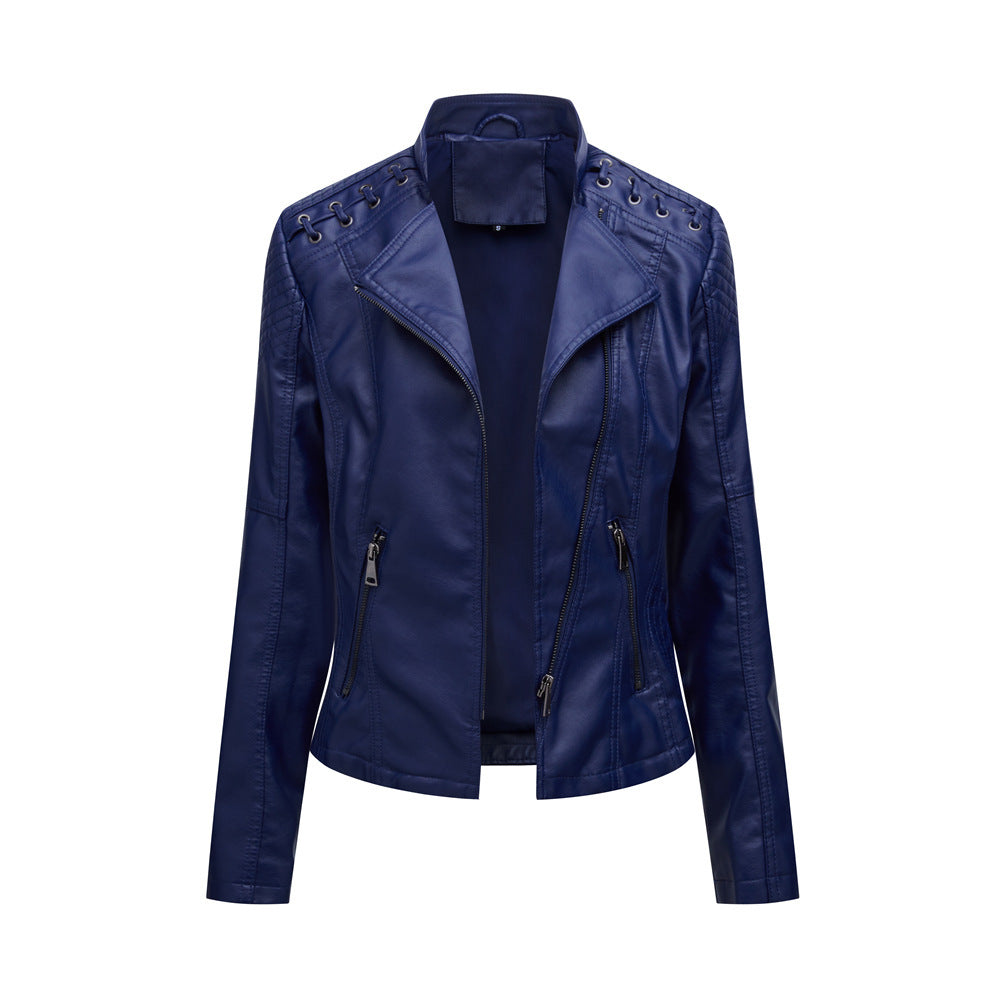 Women's Motorcycle Slim Thin Leather Jacket