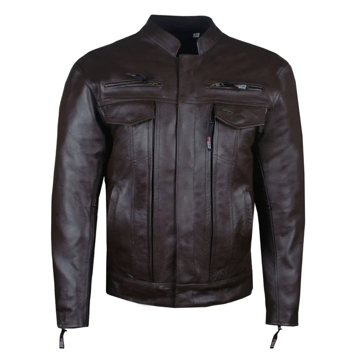 Men's Premium Buffalo Leather Biker Jacket – Armor-Ready