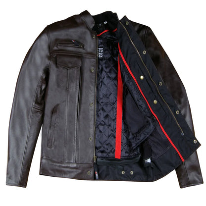 Men's Premium Buffalo Leather Biker Jacket – Armor-Ready