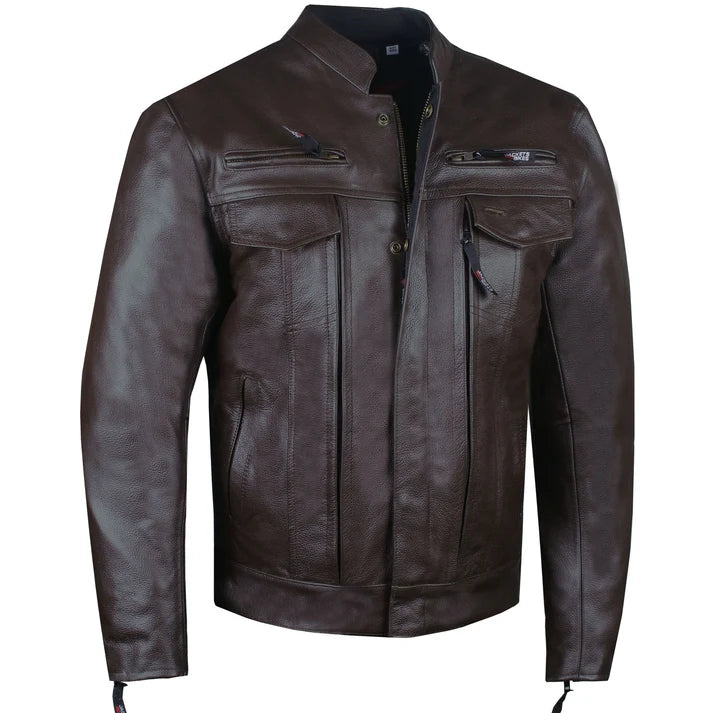 Men's Premium Buffalo Leather Biker Jacket – Armor-Ready