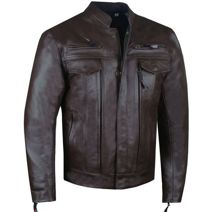 Men's Premium Buffalo Leather Biker Jacket – Armor-Ready