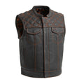 Upside Men's Club Style Leather Vest Men's Leather Vest First Manufacturing Company Orange S 