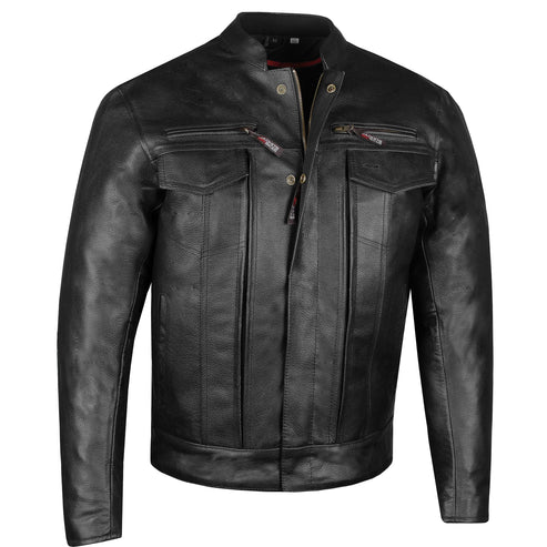 Men's Premium Buffalo Leather Biker Jacket – Armor-Ready