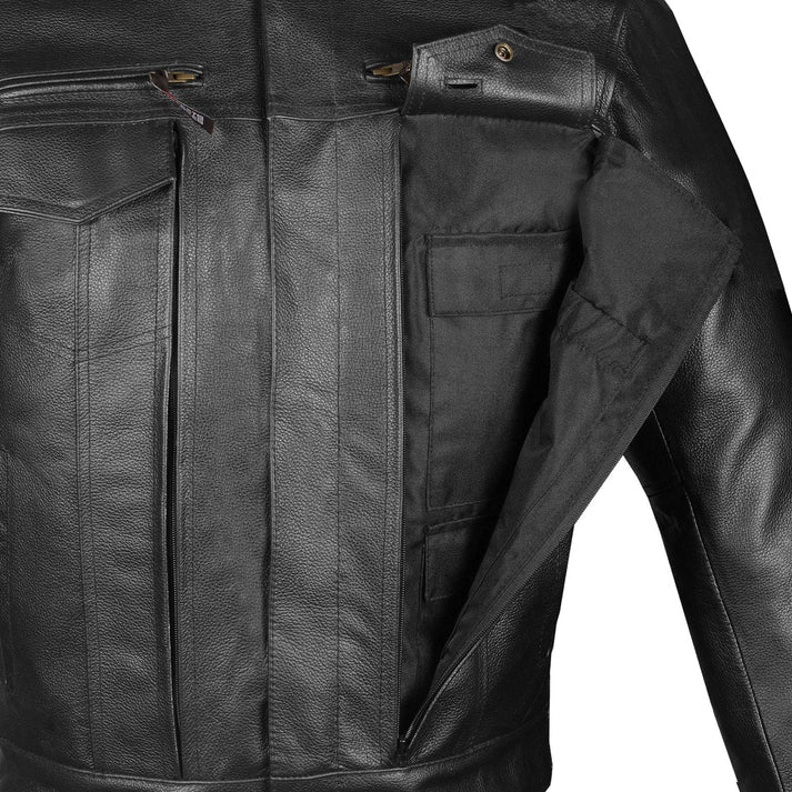 Men's Premium Buffalo Leather Biker Jacket – Armor-Ready