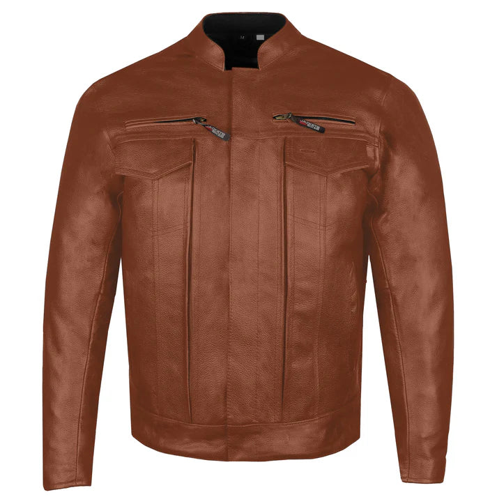 Men's Premium Buffalo Leather Biker Jacket – Armor-Ready