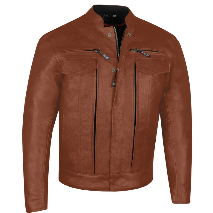 Men's Premium Buffalo Leather Biker Jacket – Armor-Ready