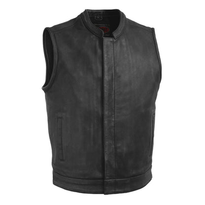 Top Rocker Men's Motorcycle Leather Vest Men's Leather Vest First Manufacturing Company Black XS 