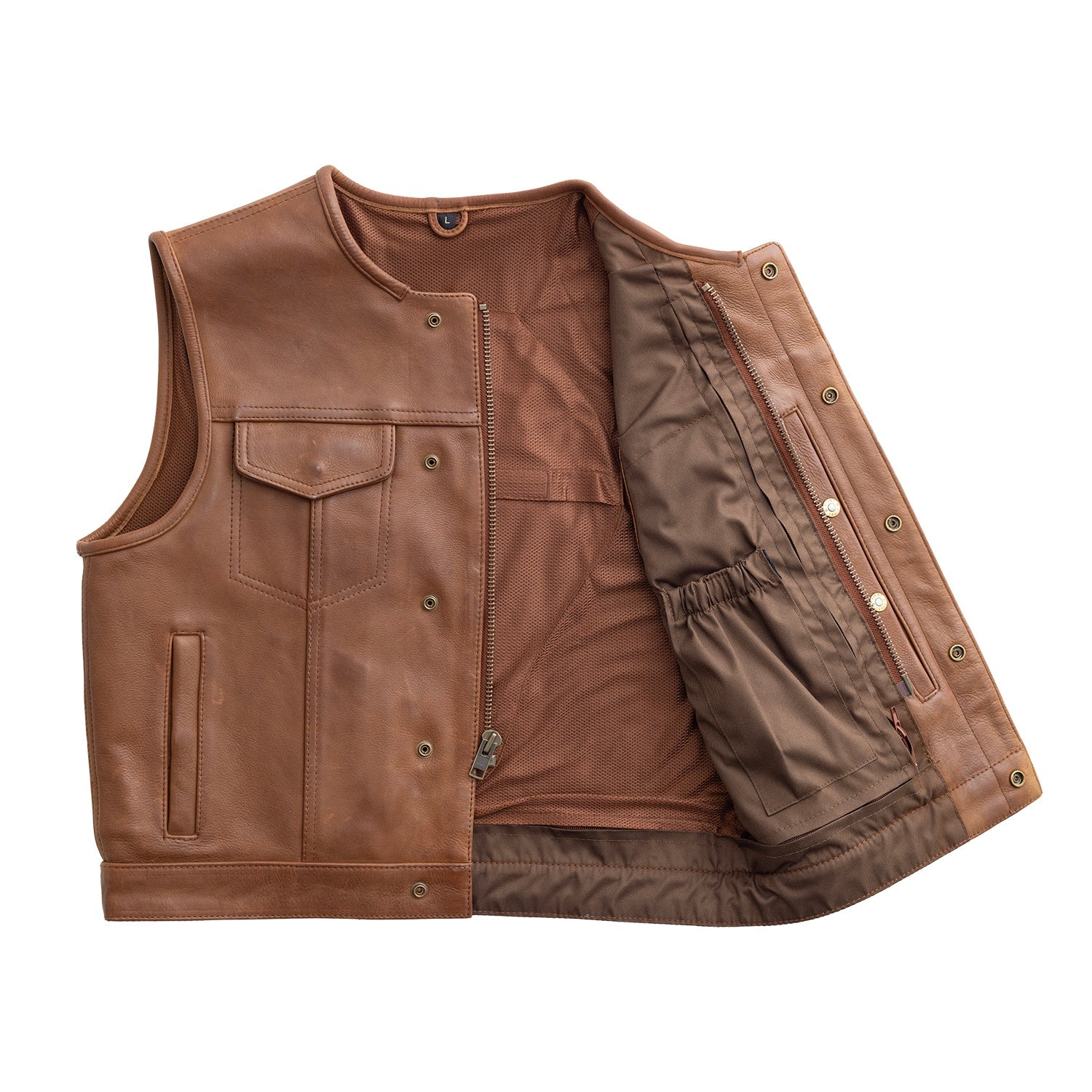 Lowside Men's Motorcycle Leather Vest Men's Leather Vest First Manufacturing Company