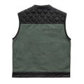 Hunt Club Motorcycle Leather Canvas Vest Green Men's Canvas Vests First Manufacturing Company   