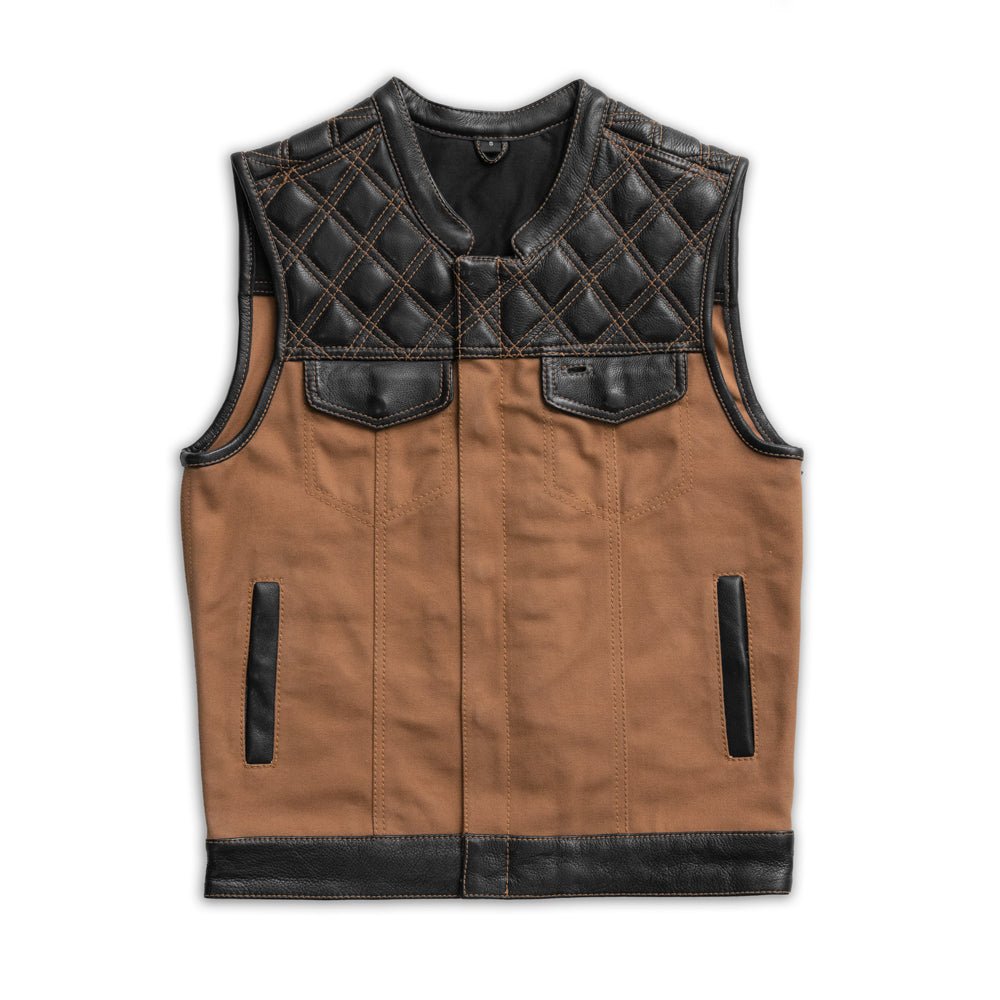 Hunt Club Motorcycle Leather Canvas Vest Men's Canvas Vests First Manufacturing Company Canvas S