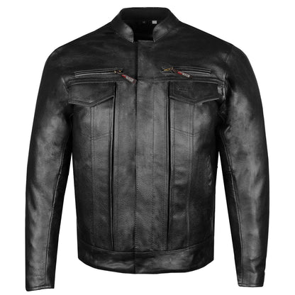 Men's Premium Buffalo Leather Biker Jacket – Armor-Ready