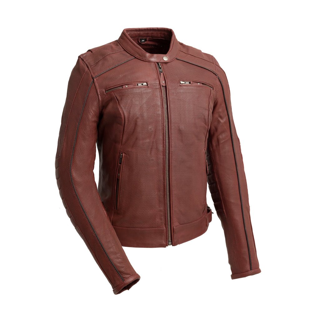 Jada - Women's Perforated Motorcycle Leather Jacket Women's Leather Jacket First Manufacturing Company Oxblood XS