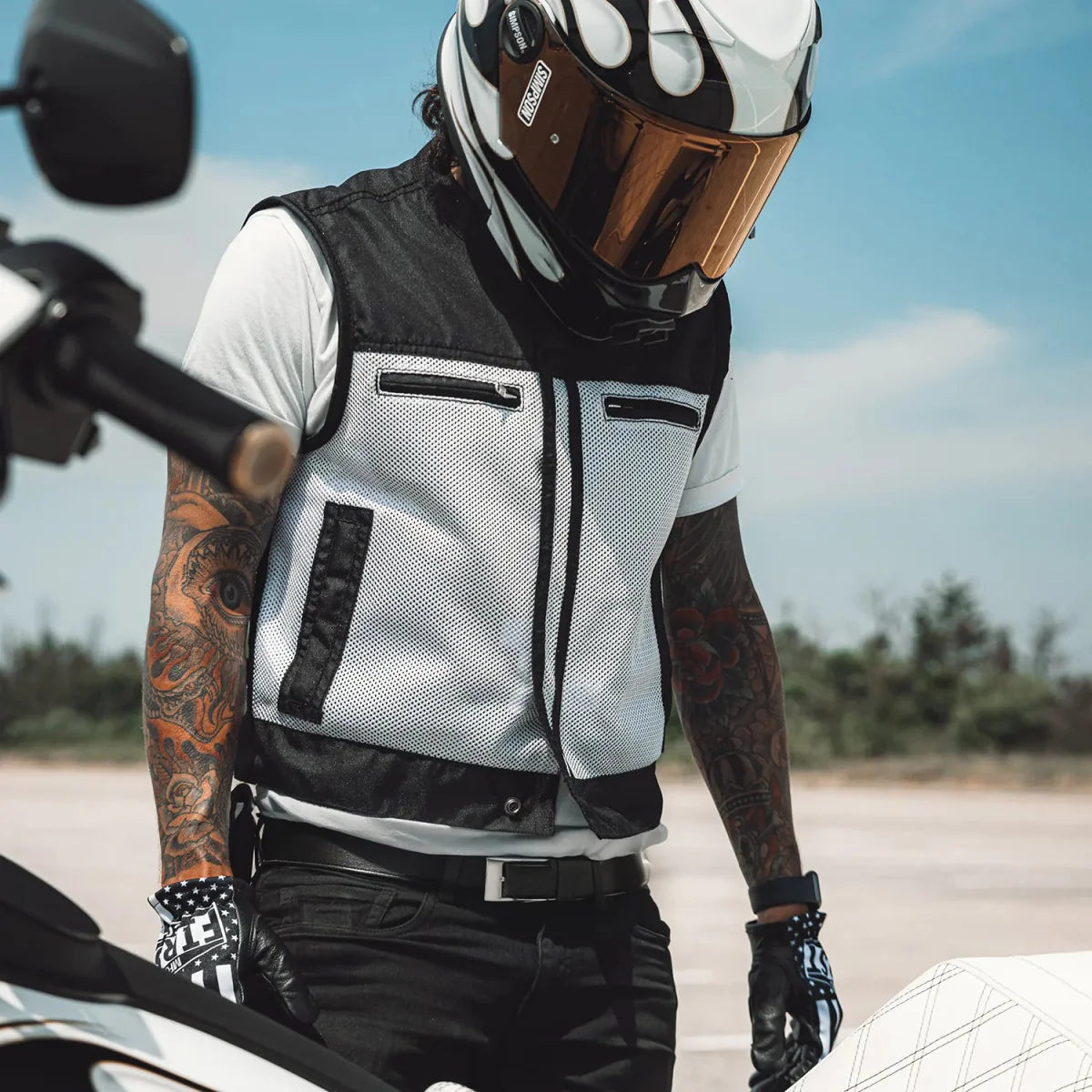 Lowrider Moto Mesh Men's Motorcycle Vest Men's Leather Vest First Manufacturing Company   