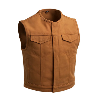 Lowside Men's Motorcycle Canvas Vest Men's Canvas Vests First Manufacturing Company Tan XS