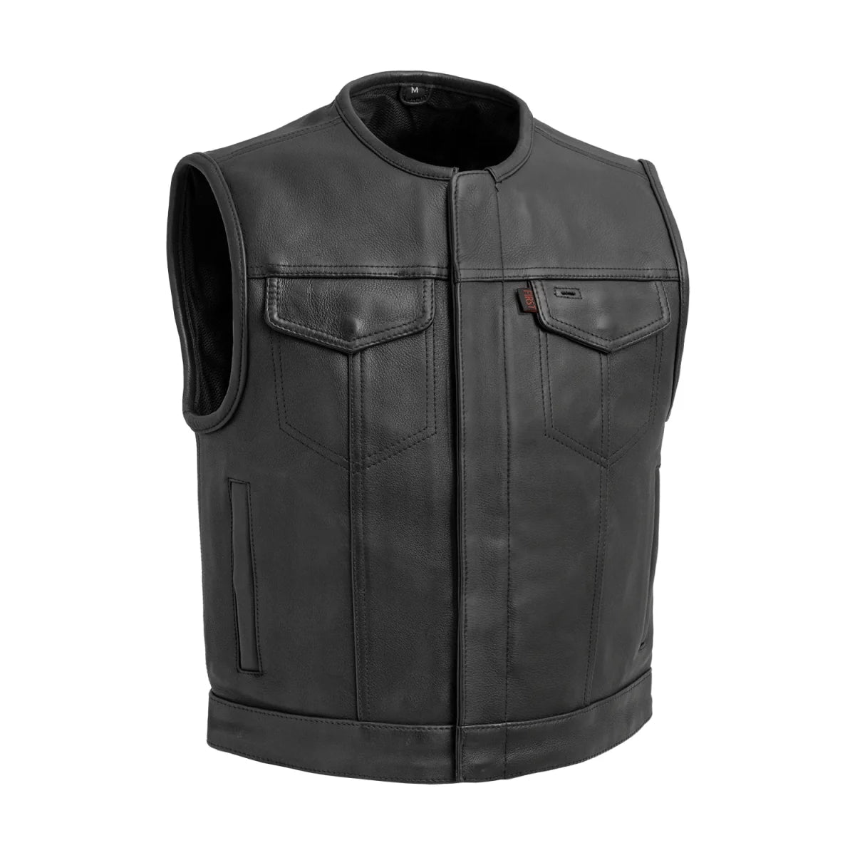 Lowside Men's Motorcycle Leather Vest Men's Leather Vest First Manufacturing Company Black S