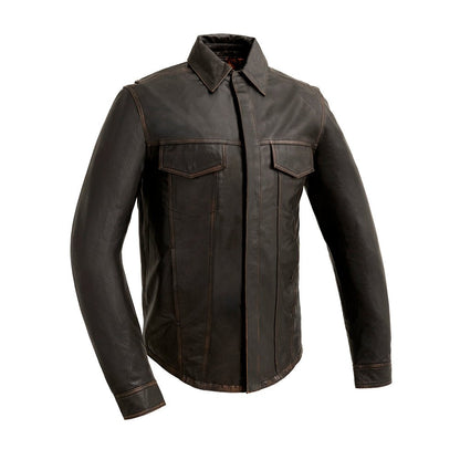 Maduro - Men's Motorcycle Leather Shirt Men's Shirt First Manufacturing Company Black S