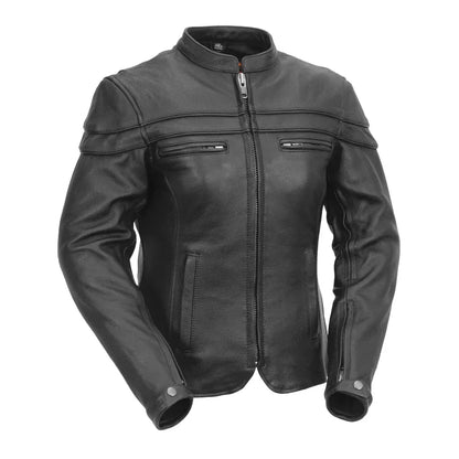 Maiden - Women's Motorcycle Leather Jacket Women's Leather Jacket First Manufacturing Company Black XS