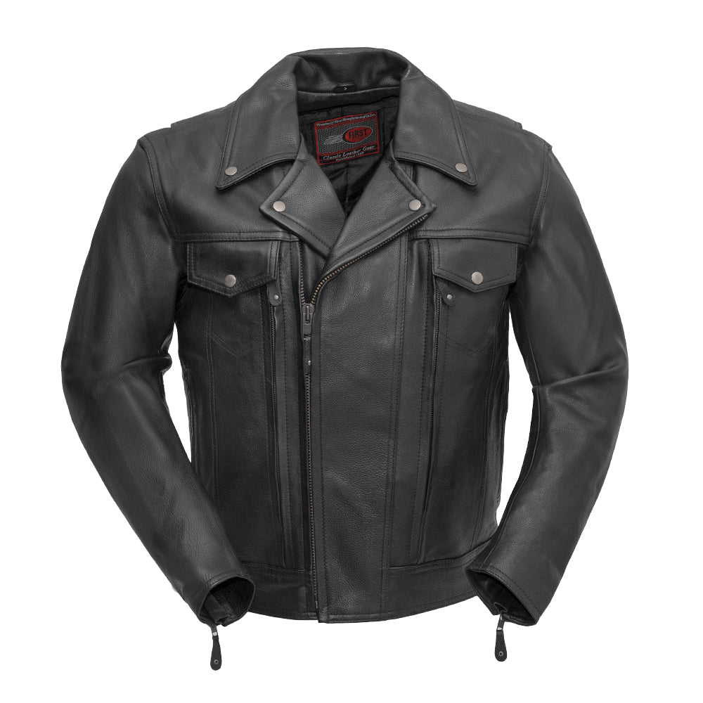 Mastermind Men's Motorcycle Leather Jacket Men's Leather Jacket First Manufacturing Company Standard Black S