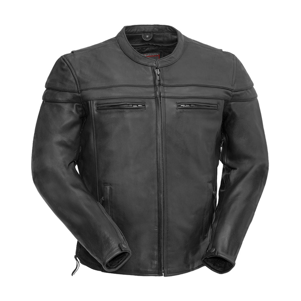 Maverick Men's Motorcycle Leather Jacket Men's Leather Jacket First Manufacturing Company Standard Black S