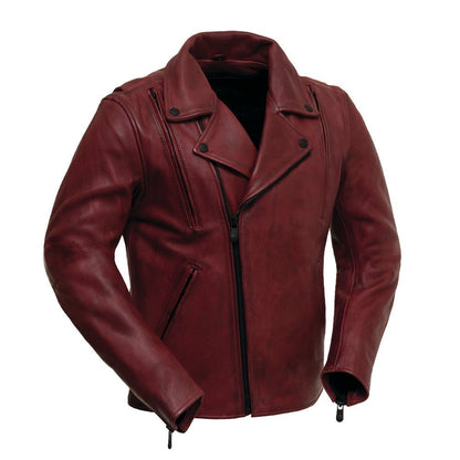 Night Rider Men's Motorcycle Leather Jacket Men's Leather Jacket First Manufacturing Company Oxblood XS