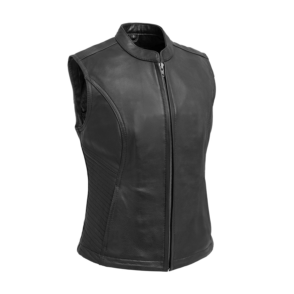 Nina Women's Motorcycle Leather Vest Women's Leather Vest First Manufacturing Company Black XS