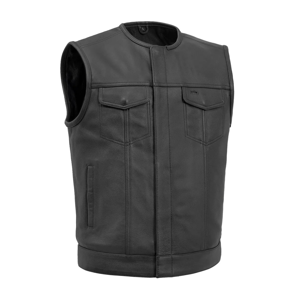 No Rival - Men's Motorcycle Leather Vest Men's Leather Vest First Manufacturing Company Black S