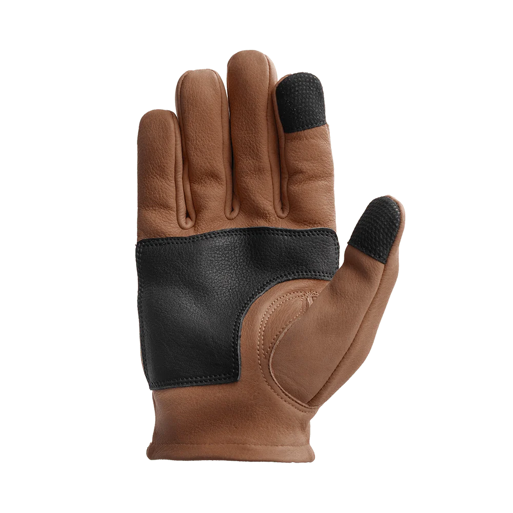 Roper DBL Palm Men's Motorcycle Leather Gloves Men's Gloves First Manufacturing Company Black Brown XS 