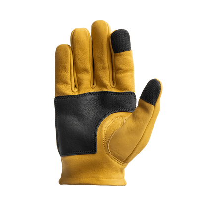 Roper DBL Palm Men's Motorcycle Leather Gloves Men's Gloves First Manufacturing Company Black Yellow XS 