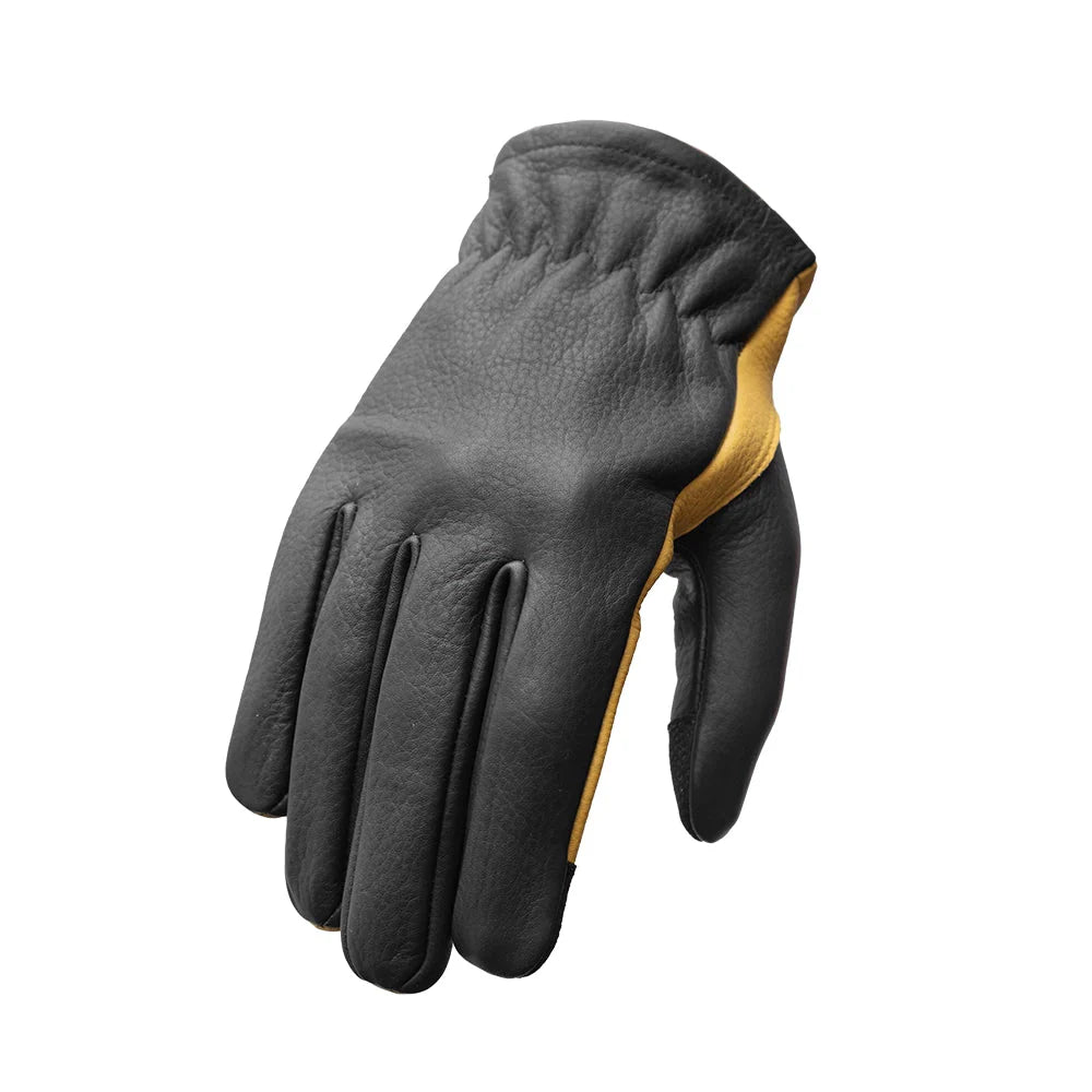 Roper Men's Motorcycle Leather Gloves Men's Gloves First Manufacturing Company Black Gold XS