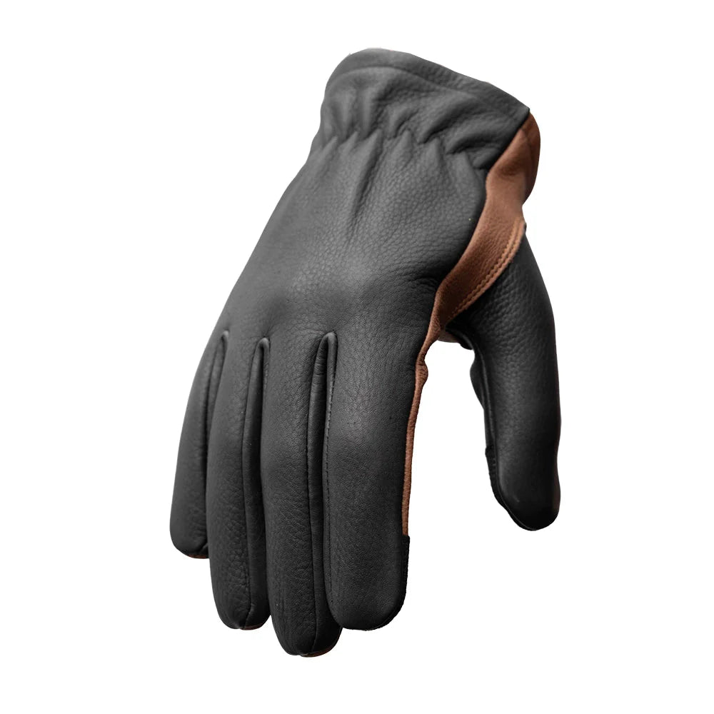 Roper Men's Motorcycle Leather Gloves Men's Gloves First Manufacturing Company Black Brown XS