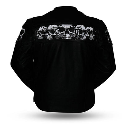 Savage Skulls Men's Motorcycle Leather Jacket Men's Leather Jacket First Manufacturing Company   