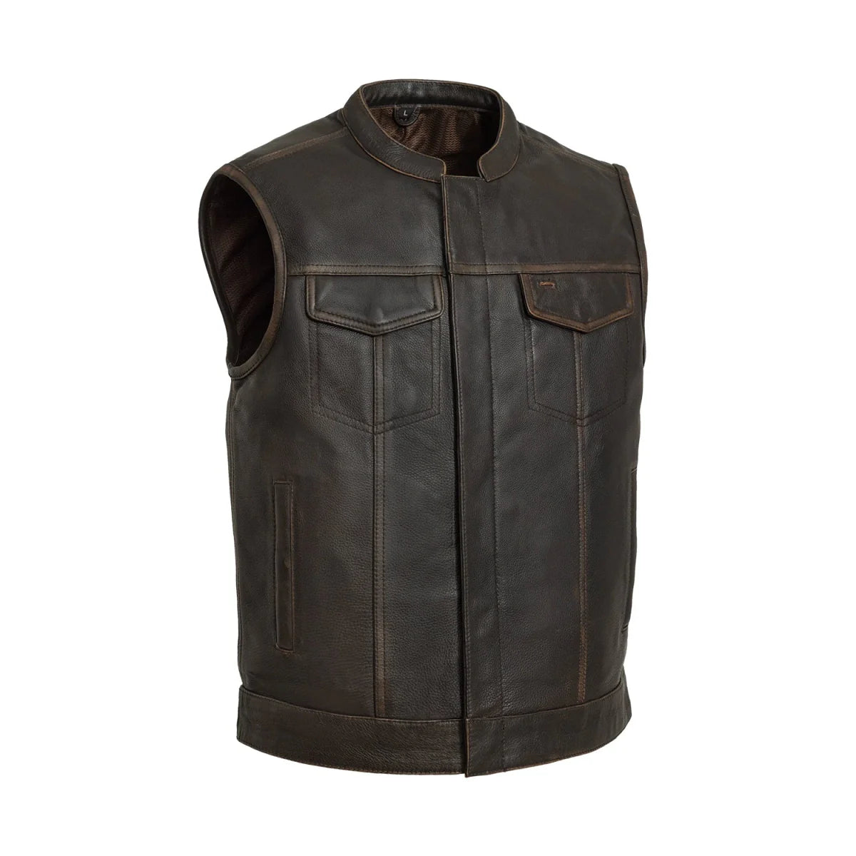 Sharp Shooter Men's Motorcycle Leather Vest Men's Leather Vest First Manufacturing Company Brown Beige S 