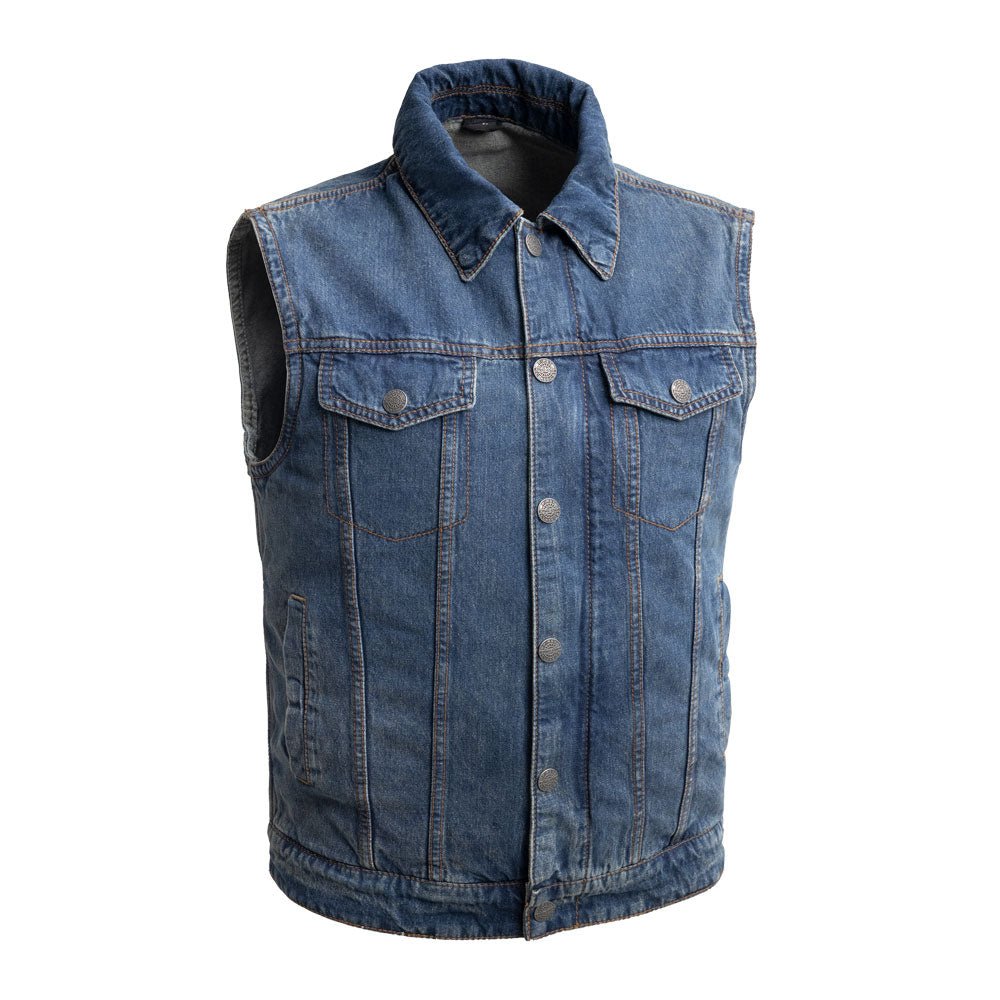 Showdown Motorcycle Lightweight Denim Vest Men's Denim Vest First Manufacturing Company Blue S