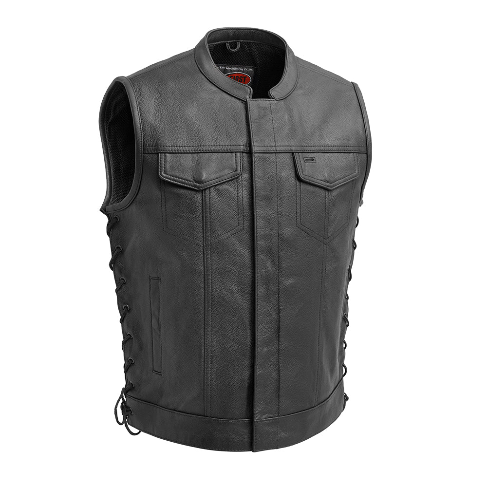 Sniper Men's Motorcycle Leather Vest Men's Leather Vest First Manufacturing Company Black S