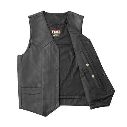 Texan Men's Motorcycle Western Style Leather Vest Men's Western Vest First Manufacturing Company